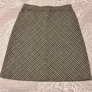 GAP Plaid Wool Blend A-Line Skirt